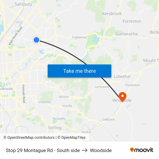 Stop 29 Montague Rd - South side to Woodside map