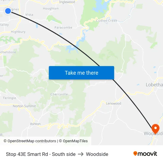 Stop 43E Smart Rd - South side to Woodside map