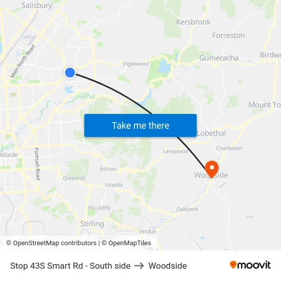 Stop 43S Smart Rd - South side to Woodside map