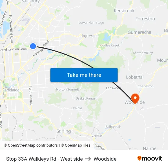 Stop 33A Walkleys Rd - West side to Woodside map