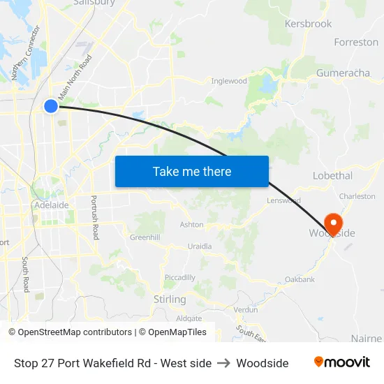 Stop 27 Port Wakefield Rd - West side to Woodside map