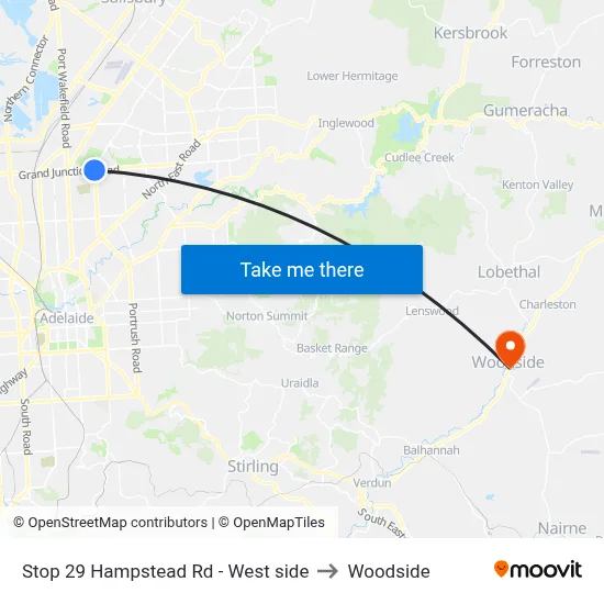 Stop 29 Hampstead Rd - West side to Woodside map
