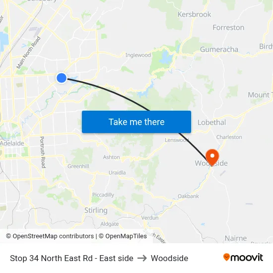 Stop 34 North East Rd - East side to Woodside map