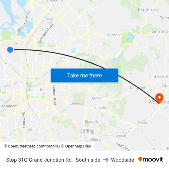 Stop 31G Grand Junction Rd - South side to Woodside map