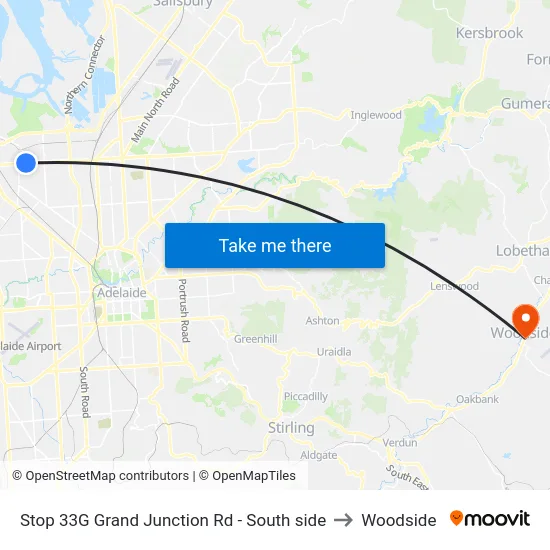 Stop 33G Grand Junction Rd - South side to Woodside map
