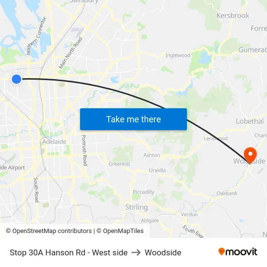 Stop 30A Hanson Rd - West side to Woodside map