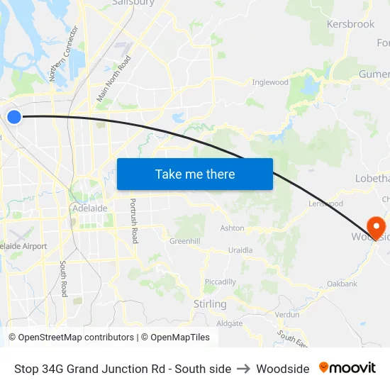 Stop 34G Grand Junction Rd - South side to Woodside map