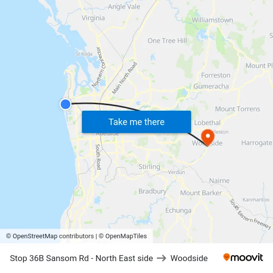 Stop 36B Sansom Rd - North East side to Woodside map