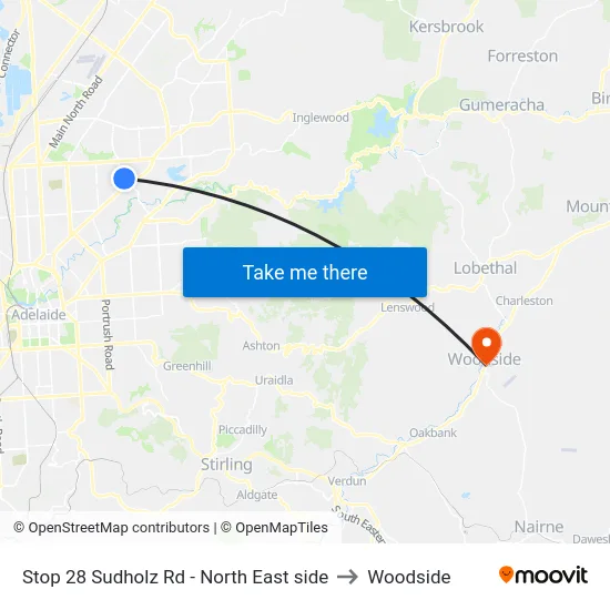 Stop 28 Sudholz Rd - North East side to Woodside map