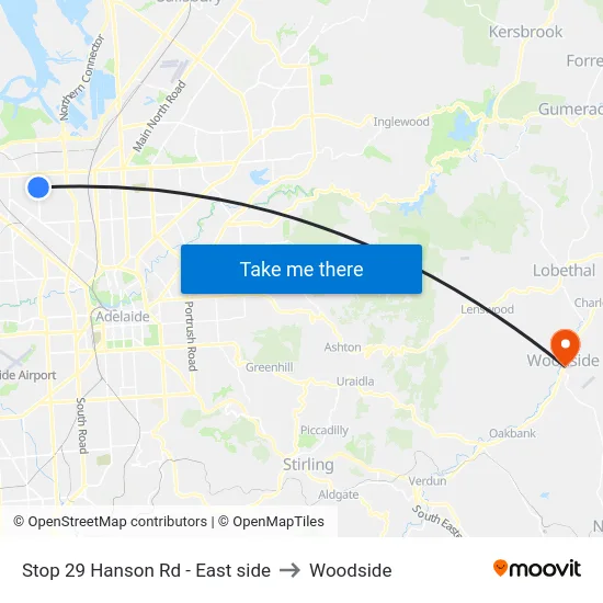 Stop 29 Hanson Rd - East side to Woodside map