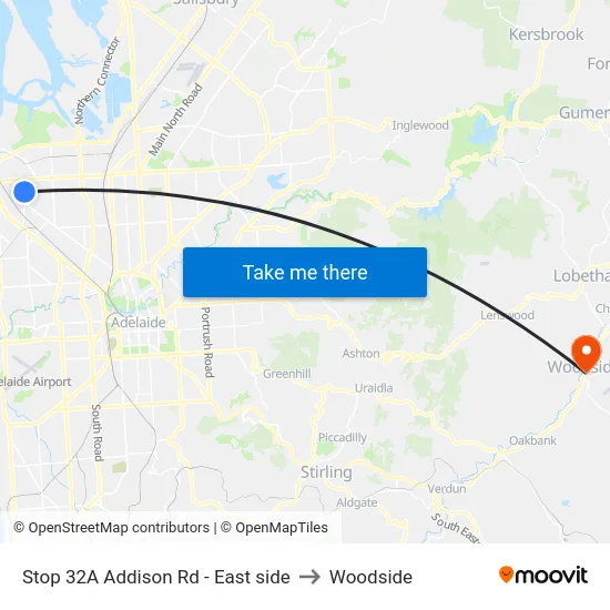 Stop 32A Addison Rd - East side to Woodside map