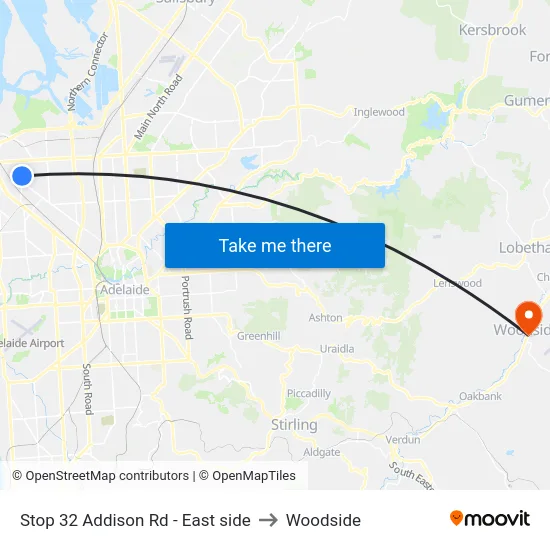 Stop 32 Addison Rd - East side to Woodside map