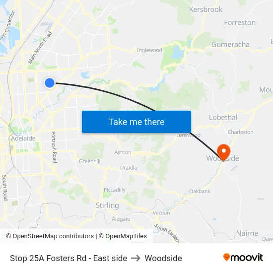 Stop 25A Fosters Rd - East side to Woodside map