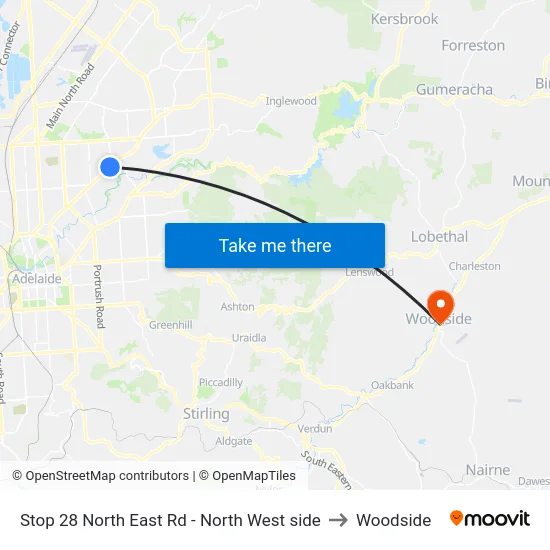 Stop 28 North East Rd - North West side to Woodside map