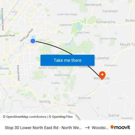 Stop 30 Lower North East Rd - North West side to Woodside map
