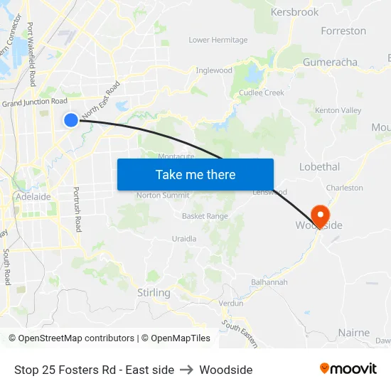 Stop 25 Fosters Rd - East side to Woodside map