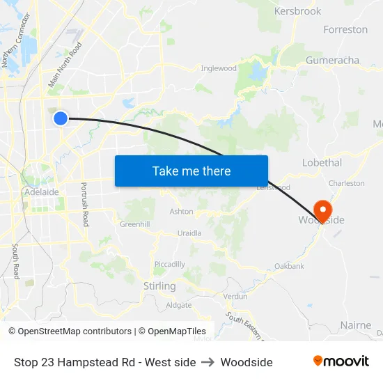 Stop 23 Hampstead Rd - West side to Woodside map