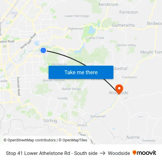 Stop 41 Lower Athelstone Rd - South side to Woodside map