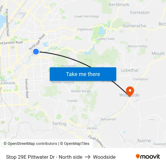 Stop 29E Pittwater Dr - North side to Woodside map