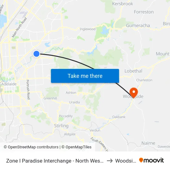 Zone I Paradise Interchange - North West side to Woodside map