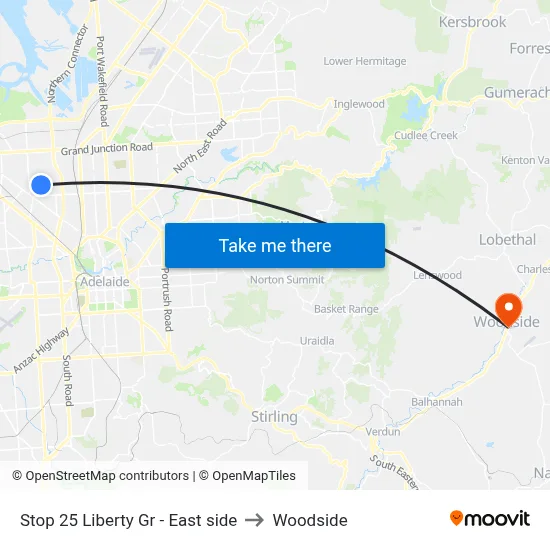 Stop 25 Liberty Gr - East side to Woodside map
