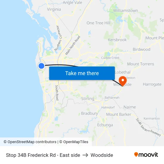 Stop 34B Frederick Rd - East side to Woodside map