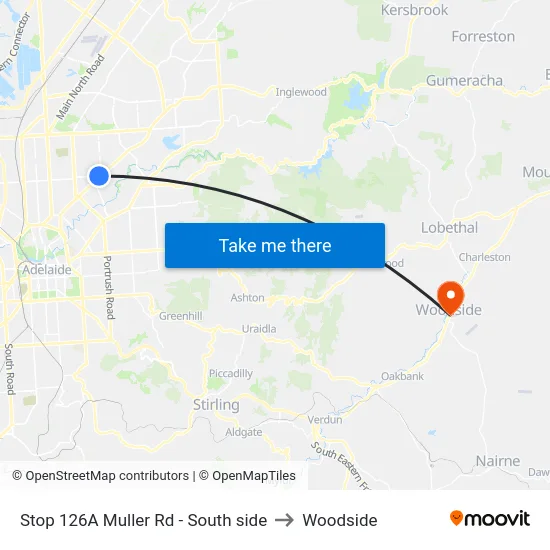 Stop 126A Muller Rd - South side to Woodside map