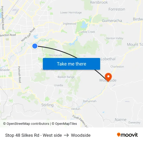 Stop 48 Silkes Rd - West side to Woodside map