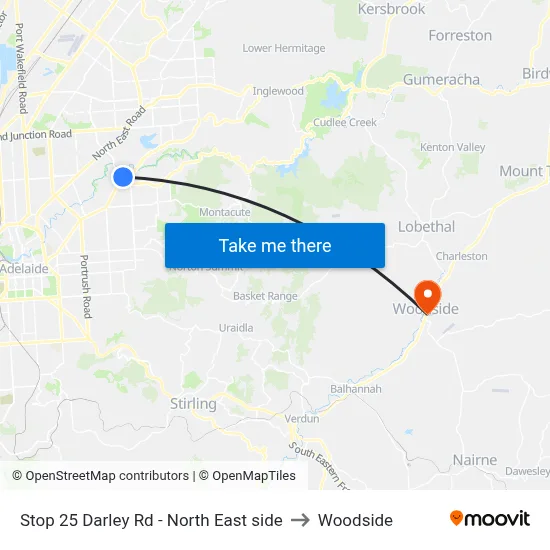 Stop 25 Darley Rd - North East side to Woodside map