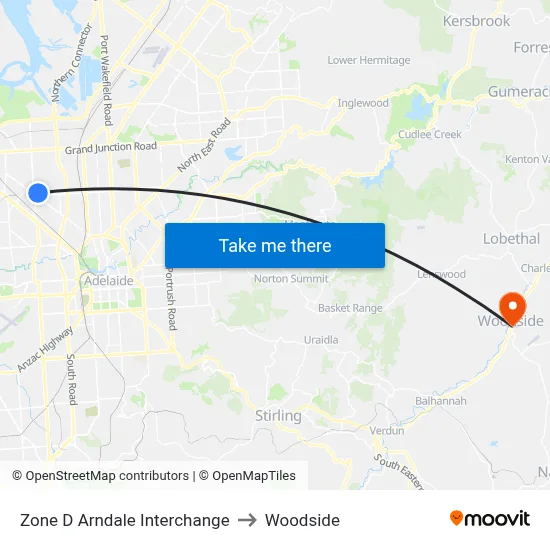 Zone D Arndale Interchange to Woodside map