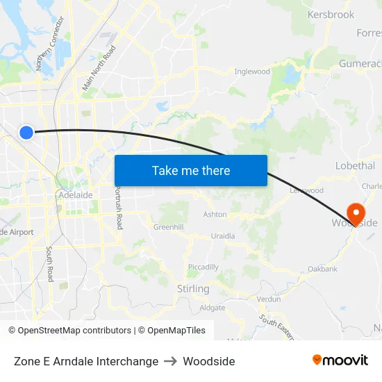 Zone E Arndale Interchange to Woodside map