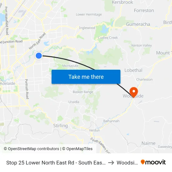 Stop 25 Lower North East Rd - South East side to Woodside map