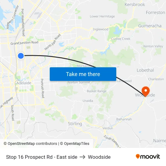 Stop 16 Prospect Rd - East side to Woodside map