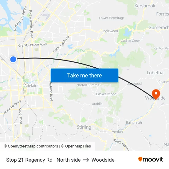 Stop 21 Regency Rd - North side to Woodside map