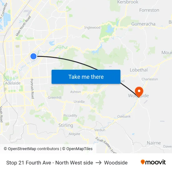 Stop 21 Fourth Ave - North West side to Woodside map