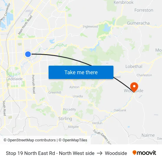 Stop 19 North East Rd - North West side to Woodside map