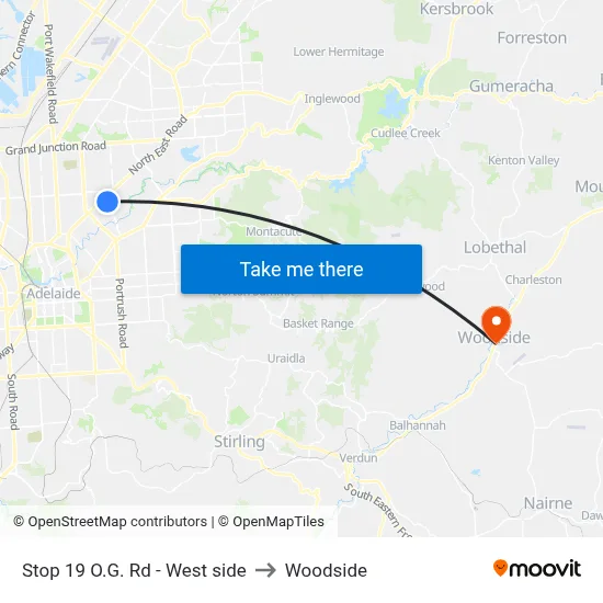 Stop 19 O.G. Rd - West side to Woodside map