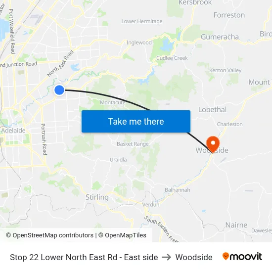 Stop 22 Lower North East Rd - East side to Woodside map