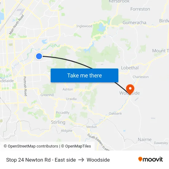 Stop 24 Newton Rd - East side to Woodside map