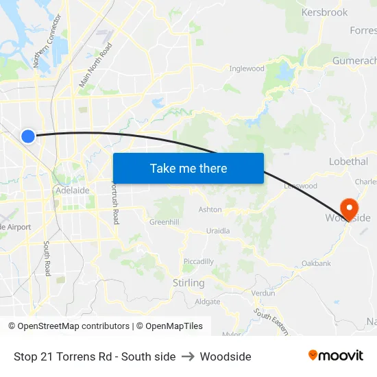 Stop 21 Torrens Rd - South side to Woodside map