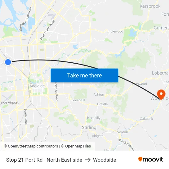 Stop 21 Port Rd - North East side to Woodside map
