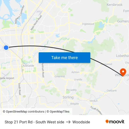 Stop 21 Port Rd - South West side to Woodside map