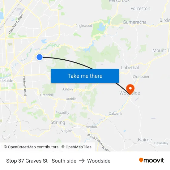 Stop 37 Graves St - South side to Woodside map