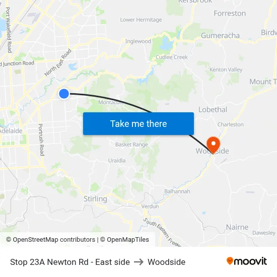Stop 23A Newton Rd - East side to Woodside map