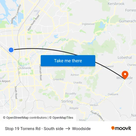 Stop 19 Torrens Rd - South side to Woodside map