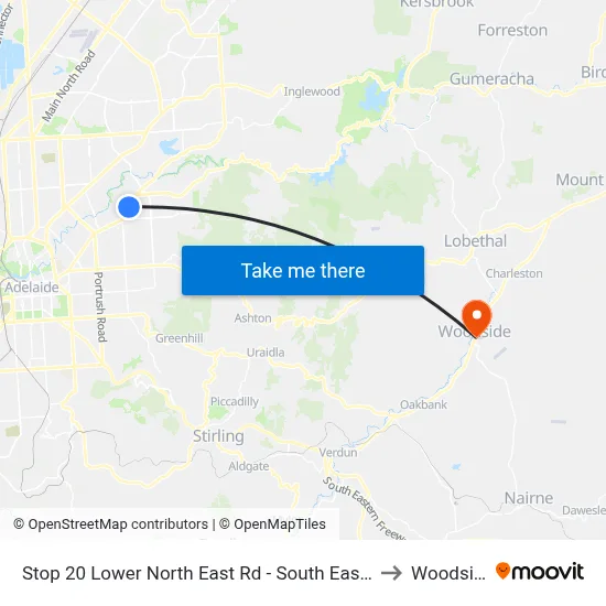 Stop 20 Lower North East Rd - South East side to Woodside map