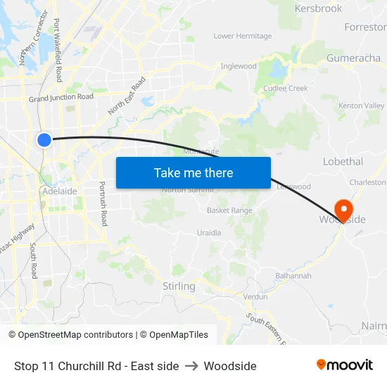 Stop 11 Churchill Rd - East side to Woodside map