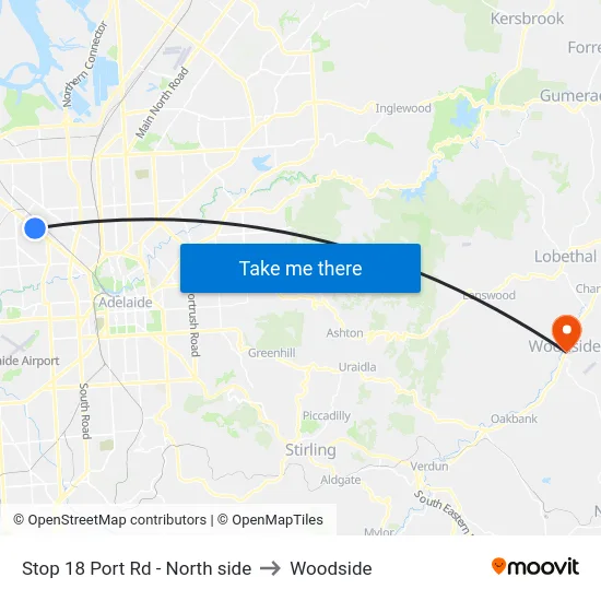 Stop 18 Port Rd - North side to Woodside map