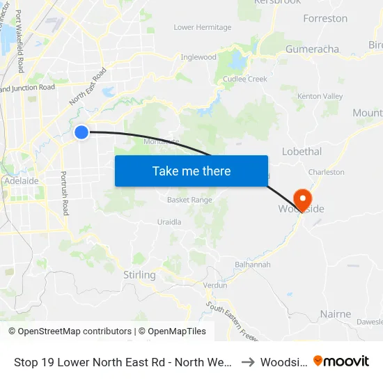 Stop 19 Lower North East Rd - North West side to Woodside map