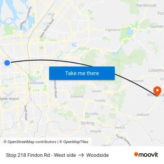 Stop 218 Findon Rd - West side to Woodside map